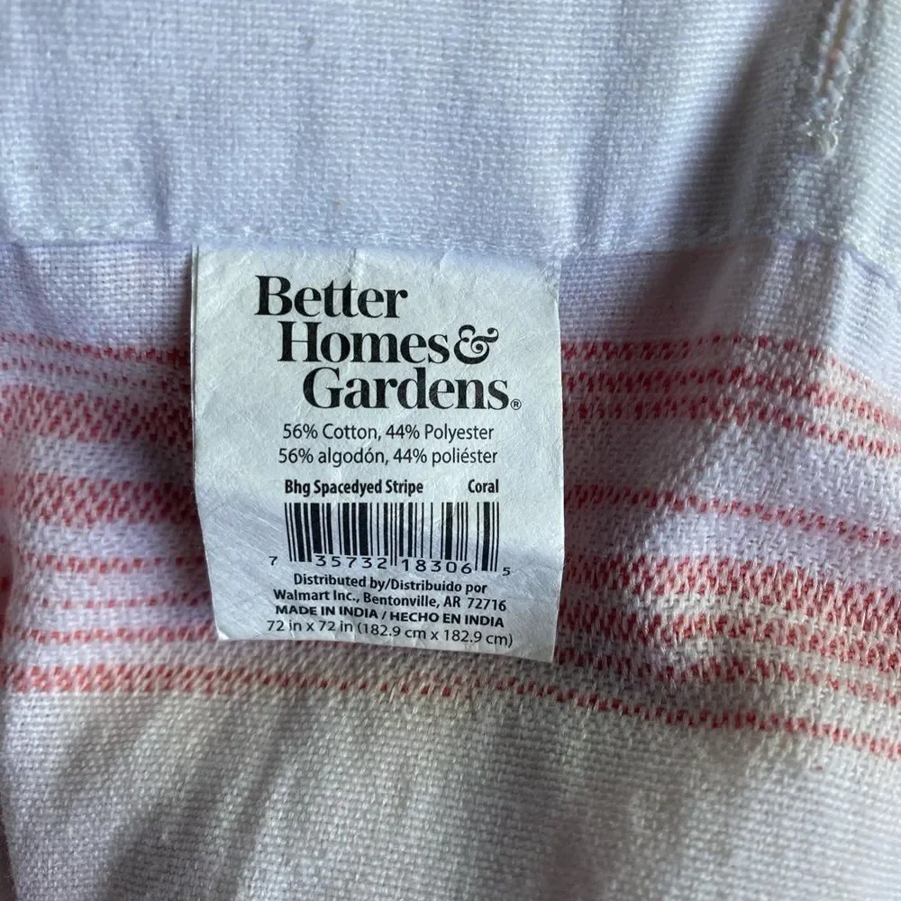 Better Homes And Gardens Coral and White Striped Fabric Shower Curtain